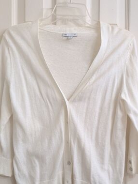GAP White V-Neck Button-Up Cardigan